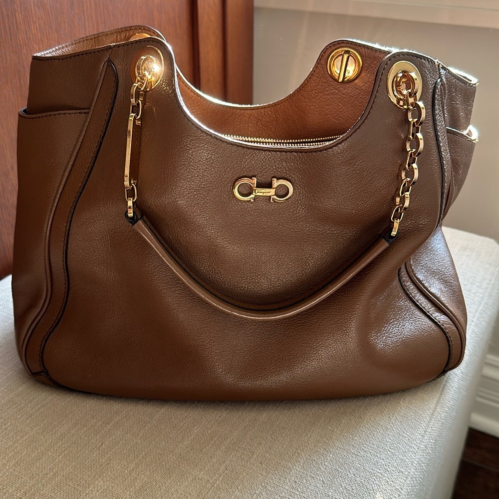 Salvatore Ferragamo Brown Leather Bag in EUC